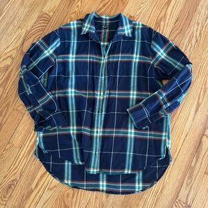 Madewell | Navy Plaid Button Down Shirt | Size S